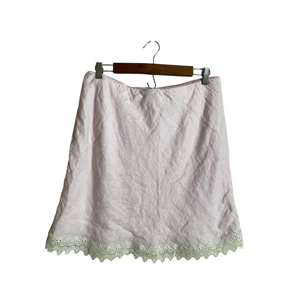 J.Crew Lace-Trim Slip Skirt in Linen Iced Strawberry Womans Large - Picture 3 of 14